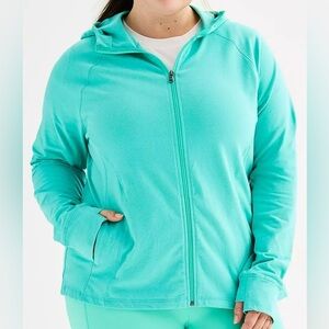 Women's Tek Gear High Pile Flannel Jacket Mint Green Plus Size XXL Activewear